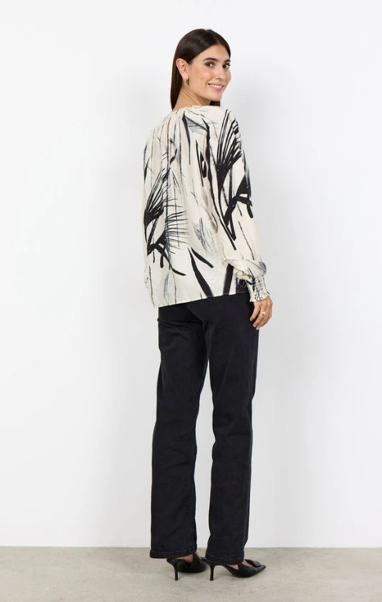 GOPI 1 LS V-NECK BLOUSE ABSTRACT 41878S