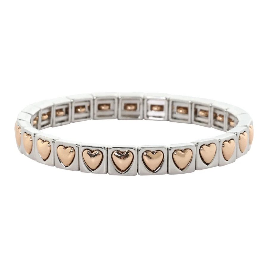 TILE BRACELET SILV W GLD HEARTS 868214