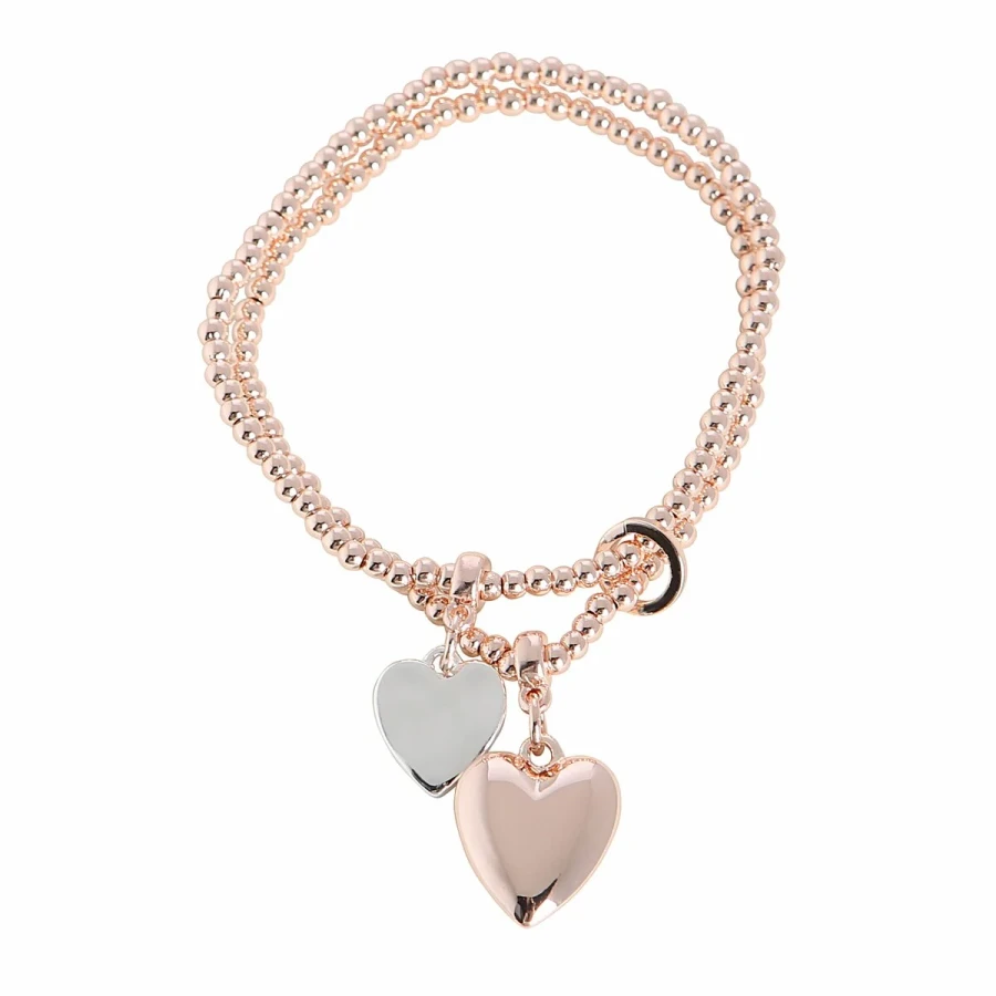 SILVER AND ROSEGOLD HEART ELASTIC BRACELET 0749452