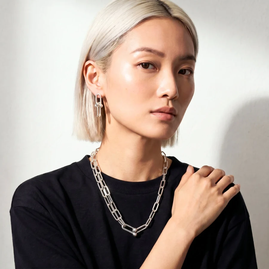 SILVER PAPER CLIP CHAIN NECKLACE 065874