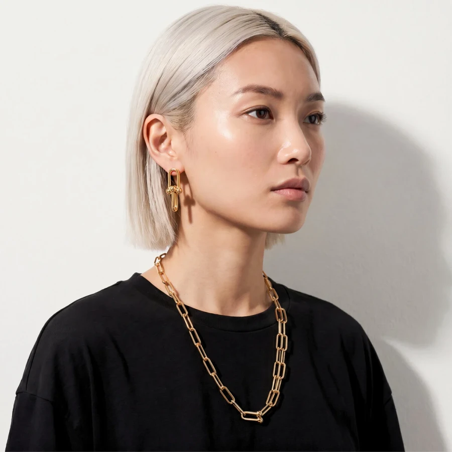 GOLD PAPER CLIP CHAIN NECKLACE 0658741