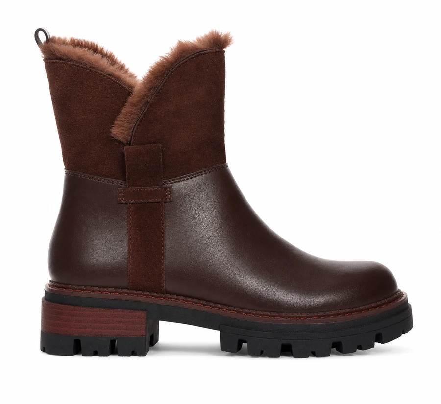 AD1664 WP LEATHER FUR ROLL ZIP BOOT