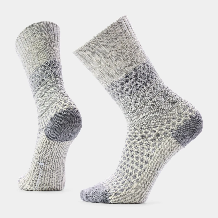 WOMEN'S EVERYDAY POPCORN CABLE CREW SOCKS LT GREY SW001843-039(SW001843039)