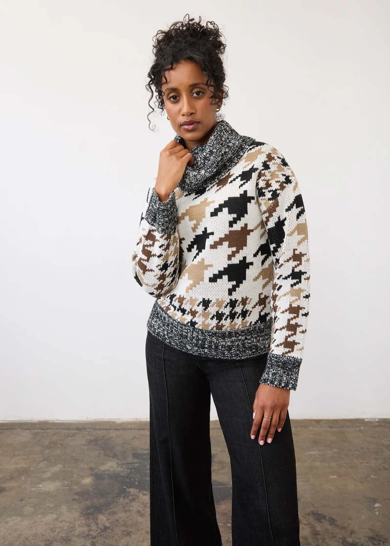 COWL JACQUARD/HOUNDSTOOTH SWEATER 1095525(1095525)