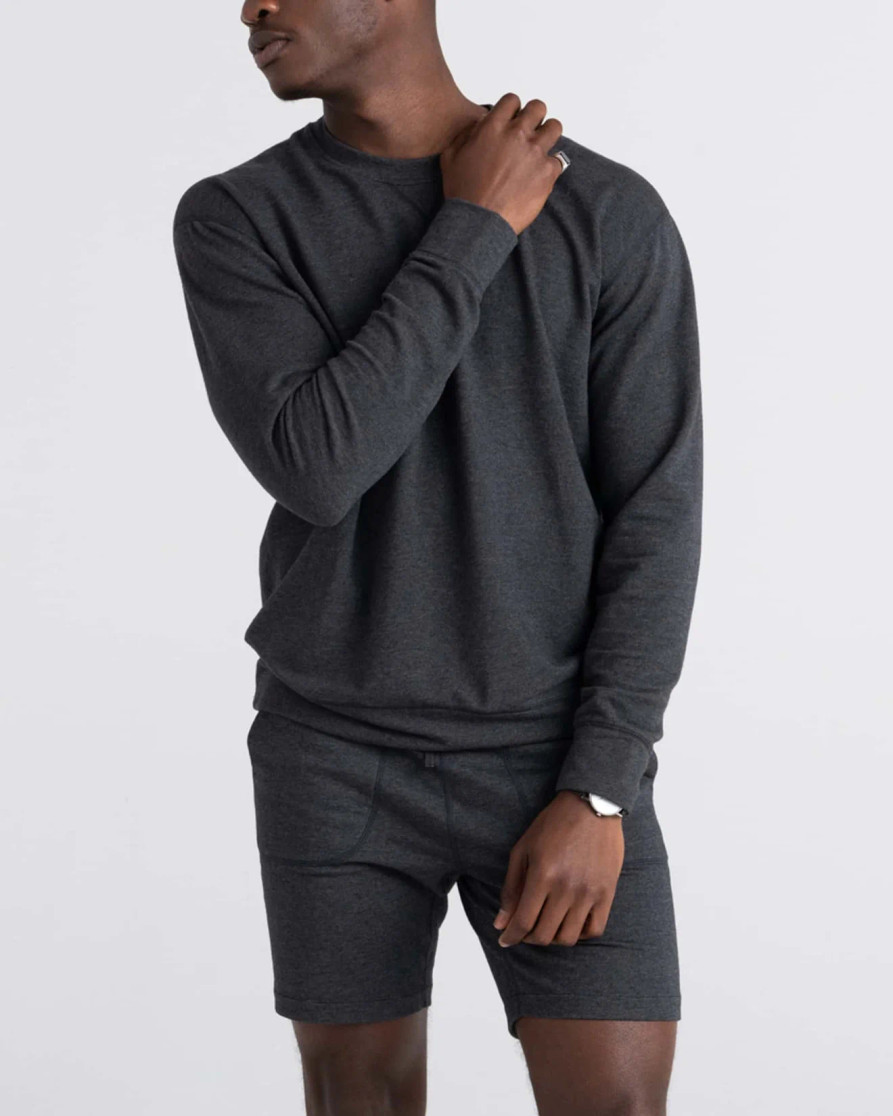 3SIX FIVE LONG SLEEVE CREW - BLACK HEATHER(SXLT37BLH)