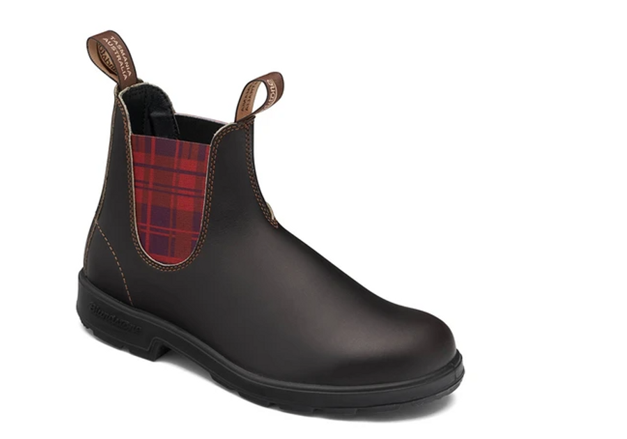 Blundstone 2100 - Original Brown with Burgundy Tartan Elastic (sizing to AUS 7.5)