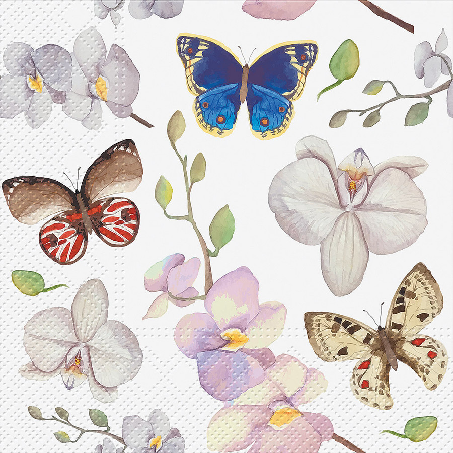LUNCHEON ORCHID BUTTERFLY NAPKINS 88L133700