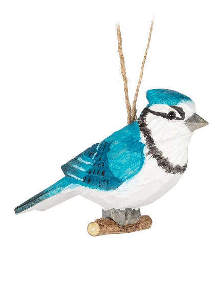 BLUE JAY CARVED ORNAMENT 27LODGE1177