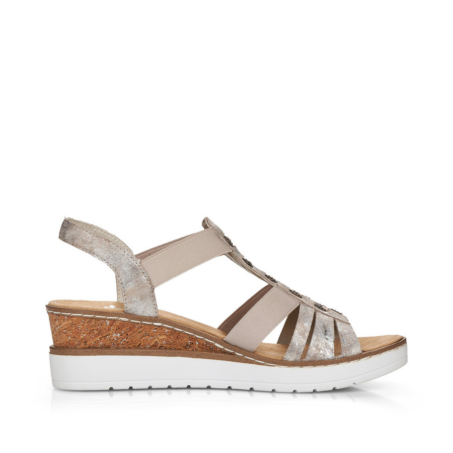 SLIPON STRAPPY SANDAL WEDGE CENTRE DETAIL ROSE METALLIC V3822-90