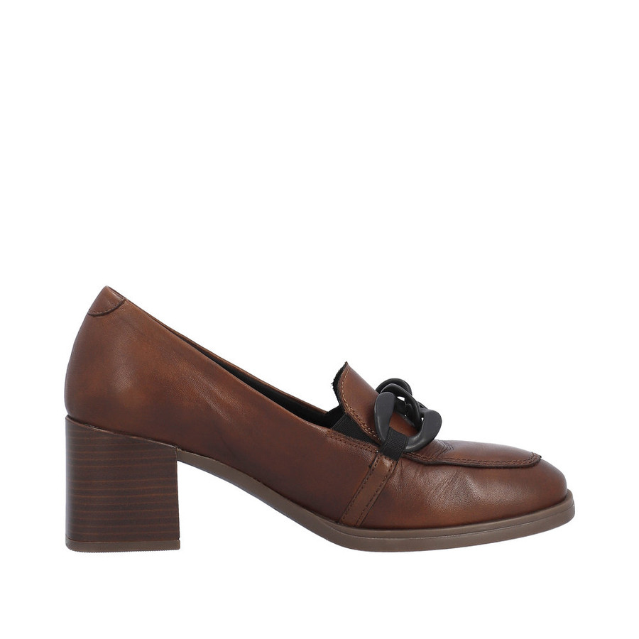 SLIP ON LOAFER MED HEEL CHAIN DETAIL CHESTNUT D0V00-22