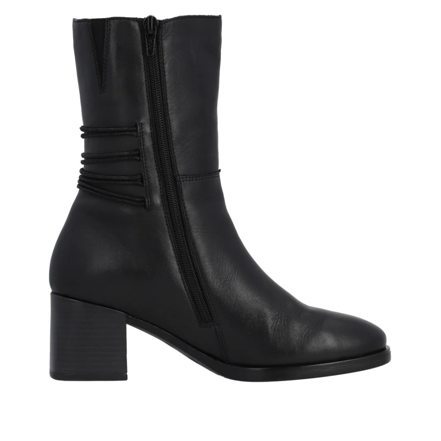 MID CALF ZIP FASHION BOOT BLOCK HEEL BLACK D0V71-01