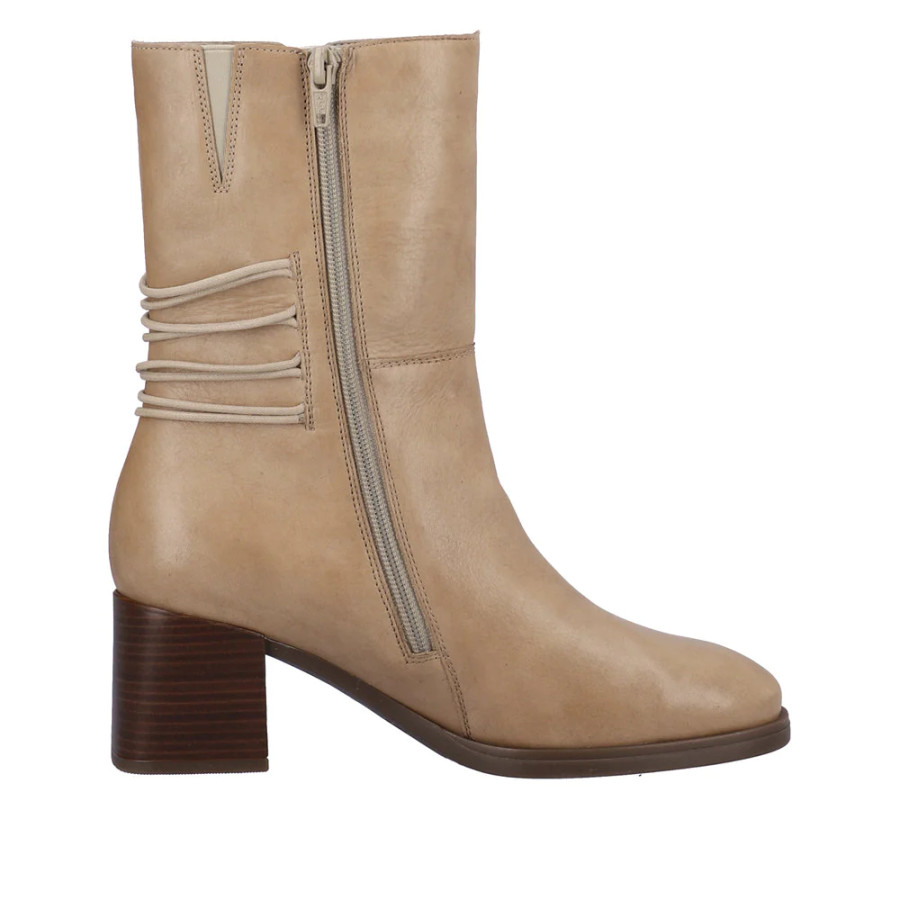 MID CALF ZIP FASHION BOOT BLOCK HEEL (elle) BEIGE D0V71-20