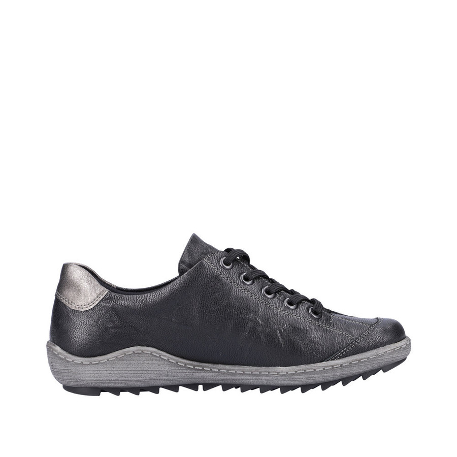 ATHLETIC TIE SHOE ZIP DETAIL WP BLACK/SILVER R1402-06