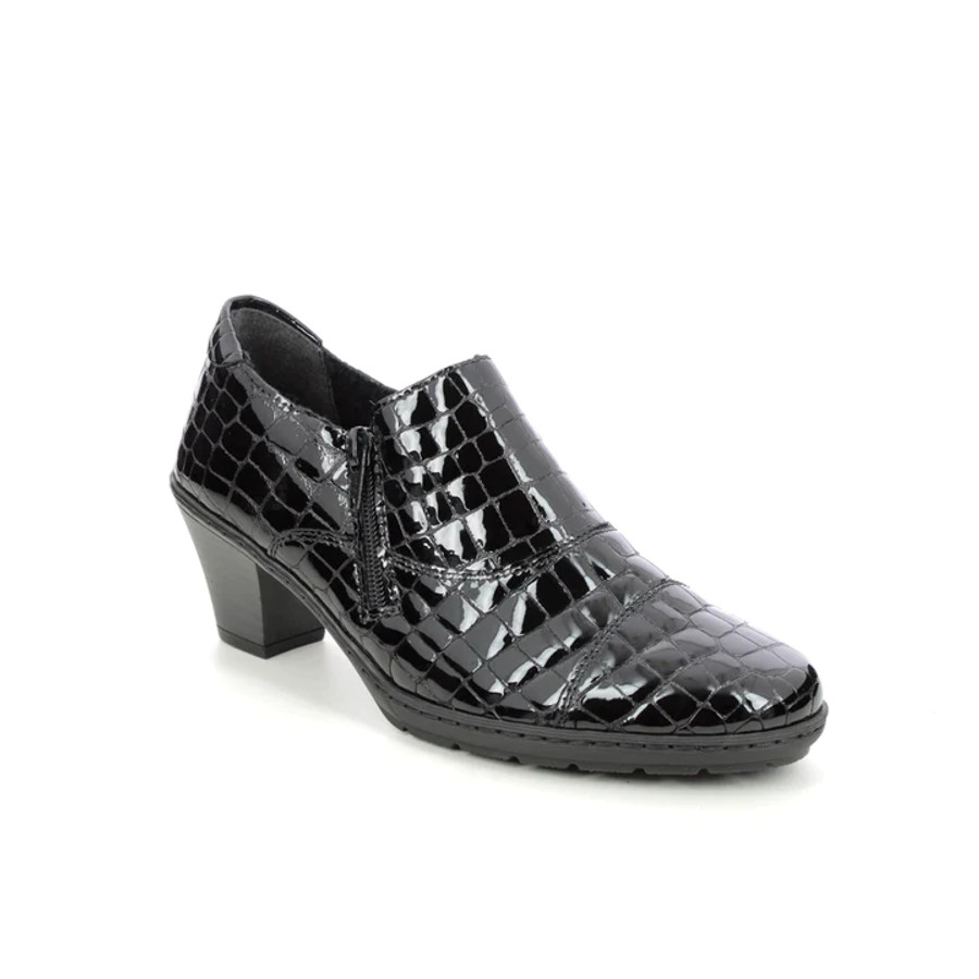 DBL GORE SLIPON HEELED SHOE CROCO BLACK 57173-03