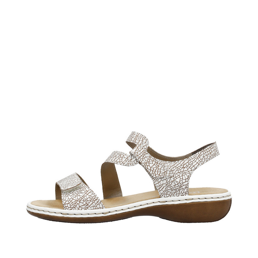 SANDAL WAVY STRAP VELCRO WHITE PRINT 659C7-81