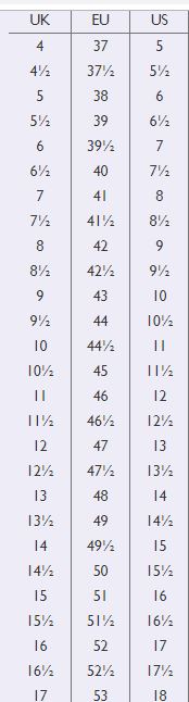 clarks men size chart