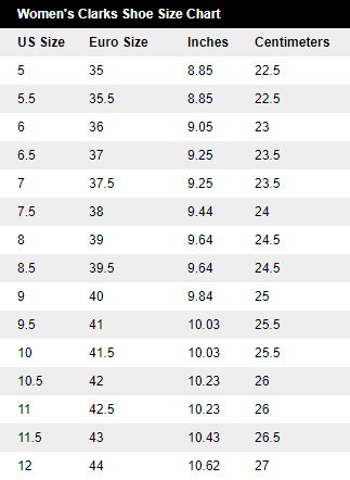 clarks infant shoe size chart