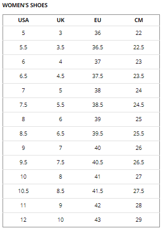 Columbia Shoes Size Chart