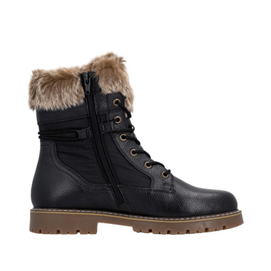 WINTER LACE-UP FUR CUFF BOOT BLACK D9383-03 - Brock's