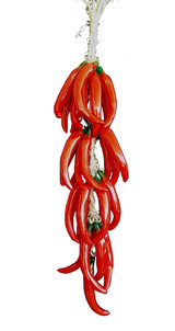 Medium Ceramic Red Chile Strand.  Measures 21 inches total length.  16" ceramic chile length with 5 inches additional length on top with loop to hang.