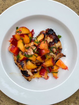 Peach salsa with honey chicken thighs Peach salsa with honey chicken thighs