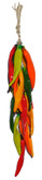 Large Multi-colored Ceramic Chile Strand is a beautifully designed piece that measure approximately 27" from top to bottom.  The measurement of the ceramic portion of chile strand is approximately 21" with a topper which is approximately 5" - 6".  The twine topper has several loops that is for the use of hanging this beautiful Southwestern ornament.