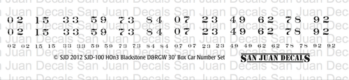 Decal printed in white, use to re-number Blackstone 3000 series box cars.