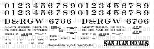 Decal sheet for D&RGW Idler Flat