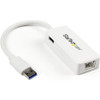 StarTech.com USB 3.0 to Gigabit Ethernet Adapter NIC w/ USB Port - White USB31000SPTW