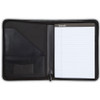 Samsill Contrast Stitch Leather Zippered Portfolio Folder / Business Portfolio for Men and Women, Resume / Document Organizer with Writing Pad, Black (71720) 71720