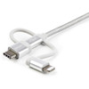 StarTech.com 1m USB Multi Charging Cable - Braided - Apple MFi Certified - USB 2.0 - Charge 1x device at a time - For USB-C or Lightning devices attach the corresponding connector of the cable to the Micro-USB connector and plug in LTCUB1MGR