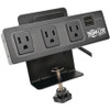 Tripp Lite by Eaton Protect It! 3-Outlet Surge Protector with Desk Clamp, 10 ft. Cord, 510 Joules, 2 USB Charging Ports, Black Housing TLP310USBC