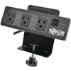 Tripp Lite by Eaton Protect It! 3-Outlet Surge Protector with Desk Clamp, 10 ft. Cord, 510 Joules, 2 USB Charging Ports, Black Housing TLP310USBC