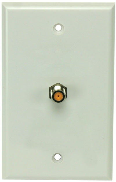 PV SCTE White wall plate, Single HF F81, UL DIRECTV Approved (Orange)