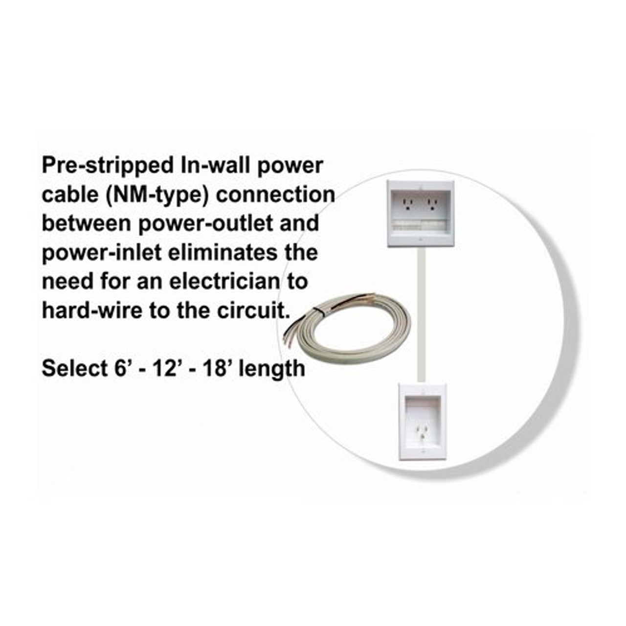 PowerBridge In-Wall Power Connection Kit with Single Power and Cable Management for Wall Mounted HDTV, White