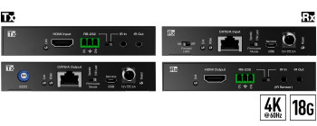 KEY DIGITAL KD-X444SP 4k 18g Hdmi Over 50m / 164' Cat5e/6 Extender Tx And Rx Kit With Hdr, Power Over Cat, Ir Or Rs-232 KD-X444SP