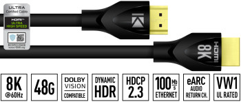 KEY DIGITAL KD-PRO8K6BX 8K 48G HDMI Cable 6' Ultra High Speed KD-PRO8K6BX