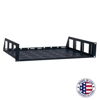 LOWELL MANUFACTURING USV-110 Rack Utility Shelf-Vented, 1u, 10in D, Blk USV-110