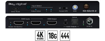 KEY DIGITAL KD-S2X1X-2 2x1 4k/18g Hdmi Switcher With L/R & Optical Audio De-Embed Output KD-S2X1X-2