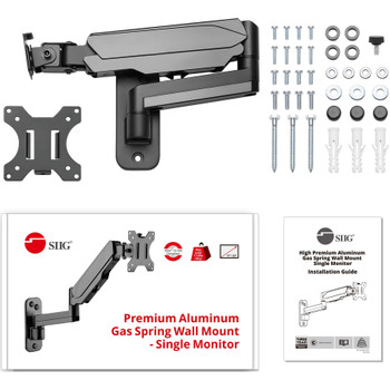 High Premium Aluminum Gas Spring Wall Mount - Single Monitor 17" to 34" CE-MT2L12-S1