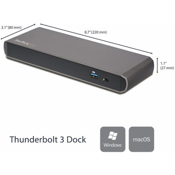 StarTech.com Thunderbolt 3 Dock - Dual Monitor 4K 60Hz TB3 Laptop Docking Station with DisplayPort - 85W Power Delivery - 3x USB 3.0, GbE TB3DK2DPPD