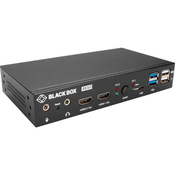 Black Box 2-Port 4K HDMI Dual-Head KVM Switch (with Audio Line In/Out and USB Hub) KVD200-2H