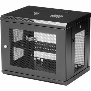 StarTech.com 2-Post 9U Wall Mount Network Cabinet, 19" Wall-Mounted Server Rack for Data / IT Equipment, Small Lockable Rack Enclosure RK9WALM