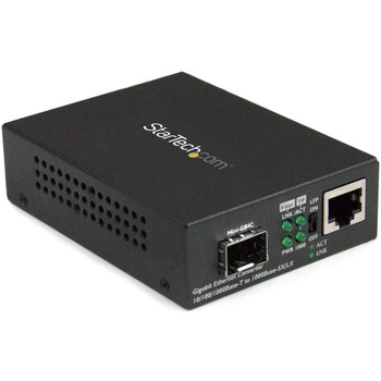 StarTech.com Gigabit Ethernet Fiber Media Converter with Open SFP Slot - Supports 10/100/1000 Networks MCM1110SFP