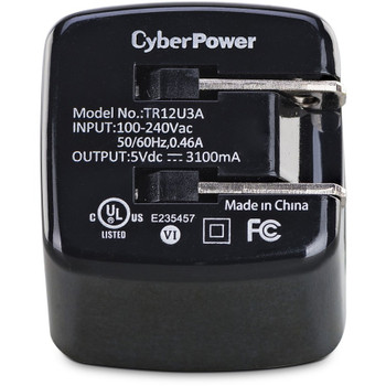 CyberPower TR12U3A USB Charger with 2 Type A Ports TR12U3A
