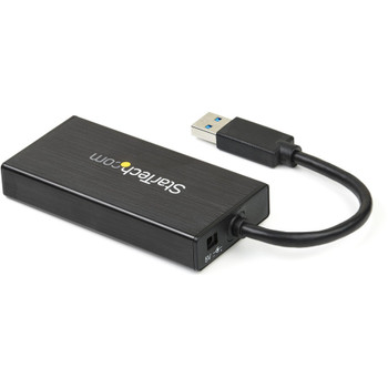 StarTech.com 3 Port Portable USB 3.0 Hub with Gigabit Ethernet Adapter NIC - 5Gbps - Aluminum w/ Cable ST3300GU3B