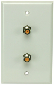 Perfect Vision WPDNPWSC-05 White Wall Plate with Dual 3GHz F-81 Coax Connectors Perfect Vision WPDNPWSC-05 White Wall Plate with Dual 3GHz F-81 Coax Connectors