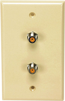 Perfect Vision WPDNPISC-05 Ivory Wall Plate with Dual 3GHz F-81 Coax Connectors Perfect Vision WPDNPISC-05 Ivory Wall Plate with Dual 3GHz F-81 Coax Connectors