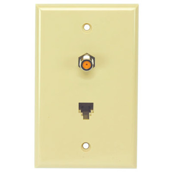 Perfect Vision WPSWPISC-05 Ivory Wall Plate with Single 3GHz F-81 and Phone Jack Perfect Vision WPSWPISC-05 Ivory Wall Plate with Single 3GHz F-81 and Phone Jack