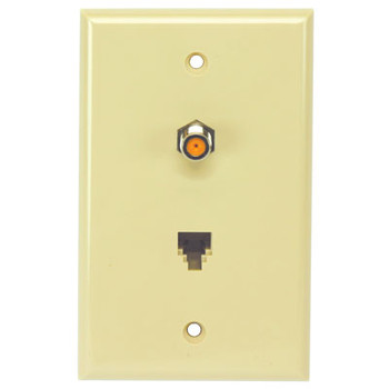 Perfect Vision WPSWPISC-05 Ivory Wall Plate with Single 3GHz F-81 and Phone Jack